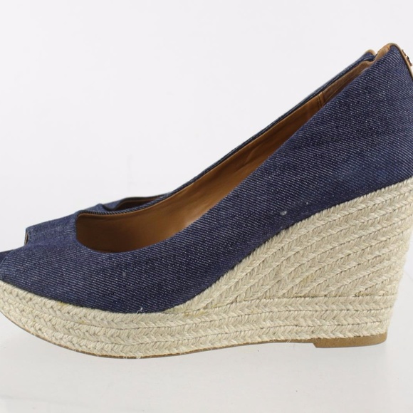 Coach Blaine Dark Wash Denim Peep Toe Wedge - Picture 2 of 7